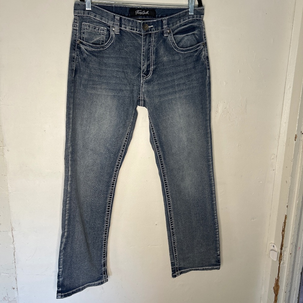 True luck blue white wash jeans size 34/32
